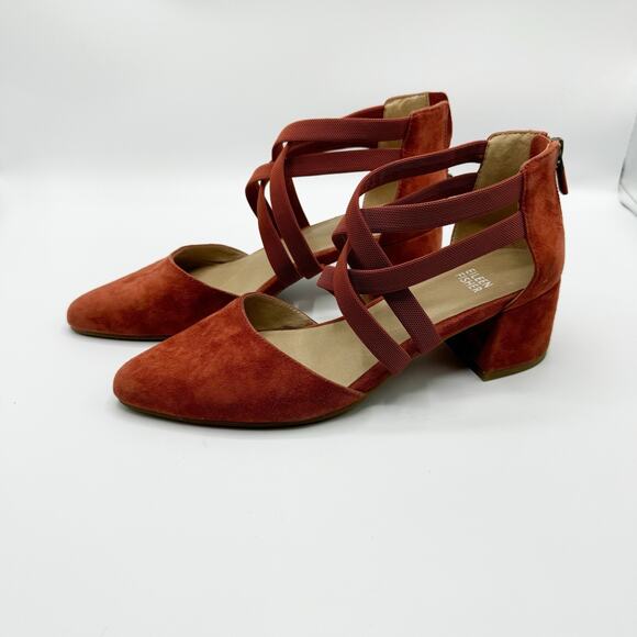 Eileen Fisher Shoes - Eileen Fisher Cayenne Juku Suede Low Strappy Block Heel Pumps Women 8 Classic